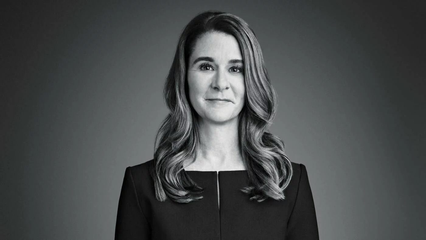a black and white portrait picture of melinda french gates