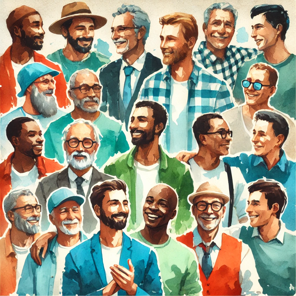 A group of men from diverse backgrounds celebrating national men's day