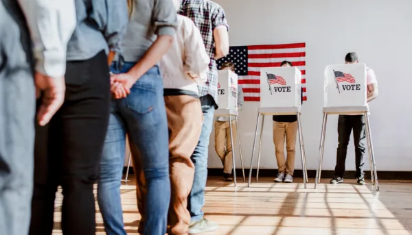 People standing in line to vote